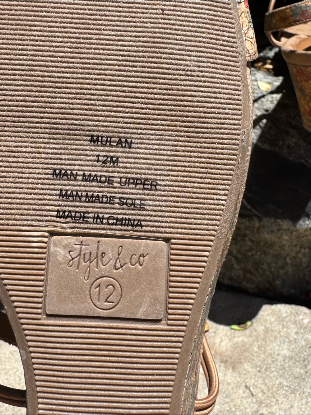 Style & Co. Floral Multicolor Tan Wedge Sandals Sz 12 nwot - Picture 6 of 6